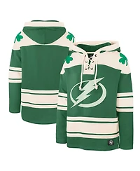 Men's '47 Brand Kelly Green Tampa Bay Lightning St. Patrick's Day Superior Lacer Pullover Hoodie