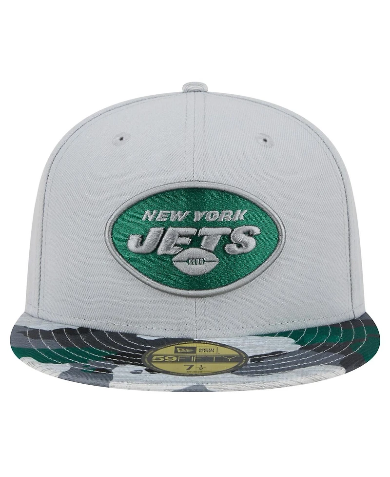Men's New Era Gray York Jets Active Camo 59FIFTY Fitted Hat
