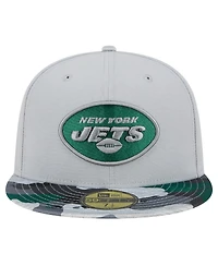 Men's New Era Gray York Jets Active Camo 59FIFTY Fitted Hat