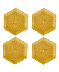 Certified International French Bees Set of 4 Embossed Honeycomb Dinner Plates