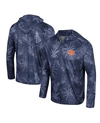 Men's Colosseum Navy Auburn Tigers Palms Printed Lightweight Quarter-Zip Hooded Top