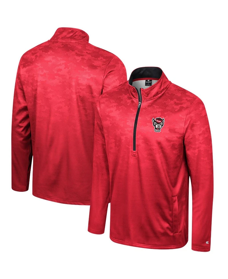 Men's Colosseum Red Nc State Wolfpack The Machine Half-Zip Jacket