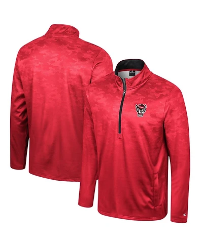 Men's Colosseum Red Nc State Wolfpack The Machine Half-Zip Jacket