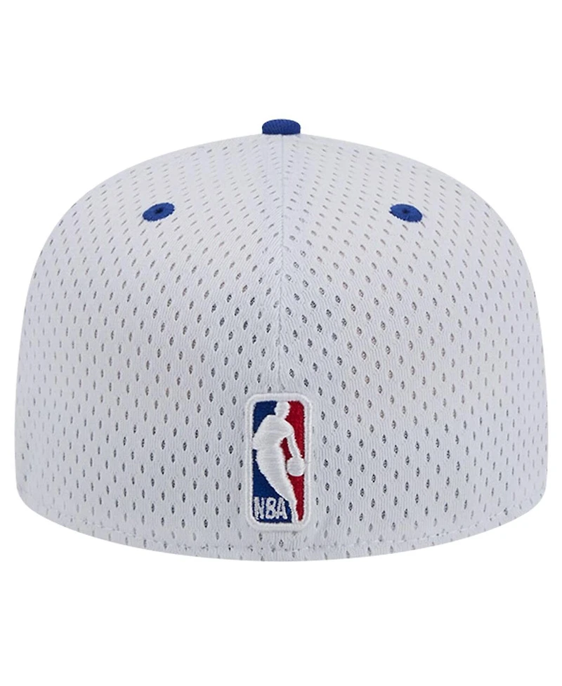 Men's New Era White, Royal Philadelphia 76ers Throwback 2Tone 59FIFTY Fitted Hat