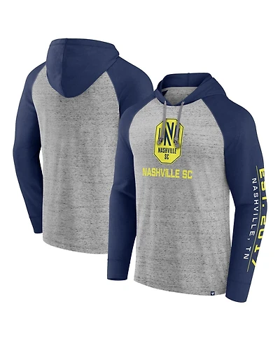 Men's Fanatics Steel Nashville Sc Deflection Raglan Pullover Hoodie