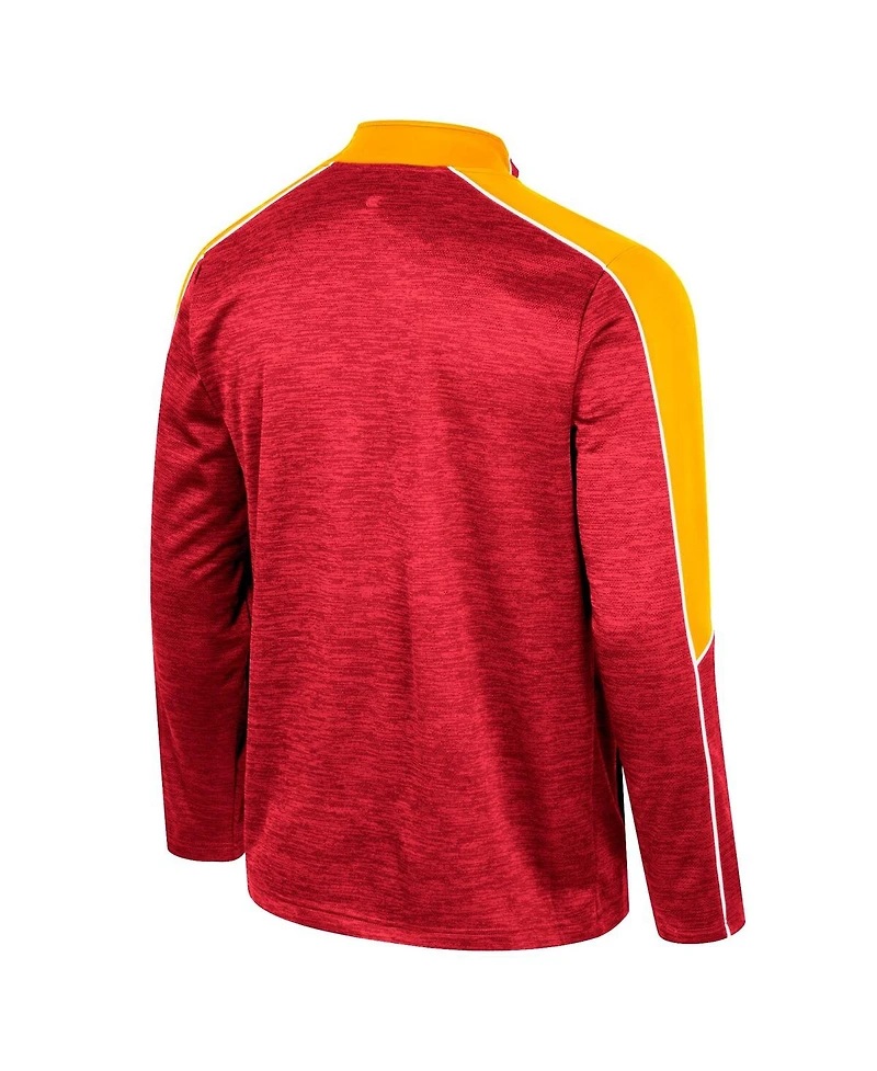 Men's Colosseum Cardinal Iowa State Cyclones Marled Half-Zip Jacket