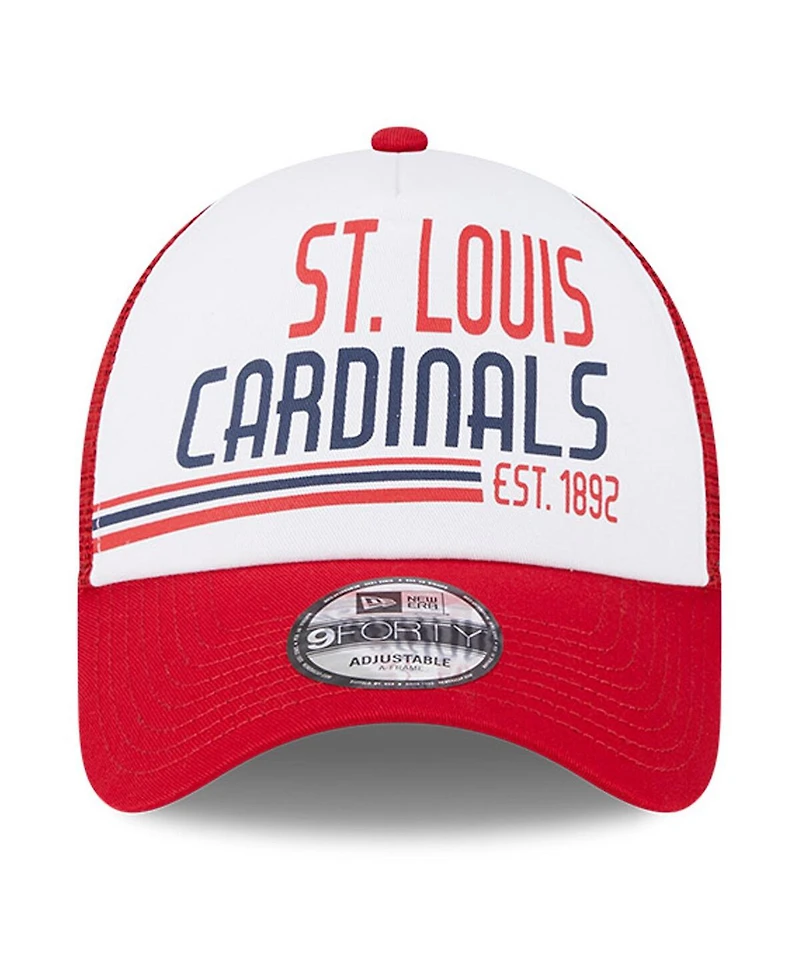Men's New Era White, Red St. Louis Cardinals Stacked A-Frame Trucker 9FORTY Adjustable Hat