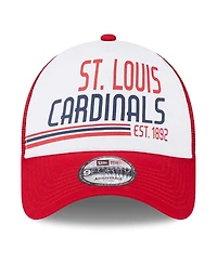 Men's New Era White, Red St. Louis Cardinals Stacked A-Frame Trucker 9FORTY Adjustable Hat