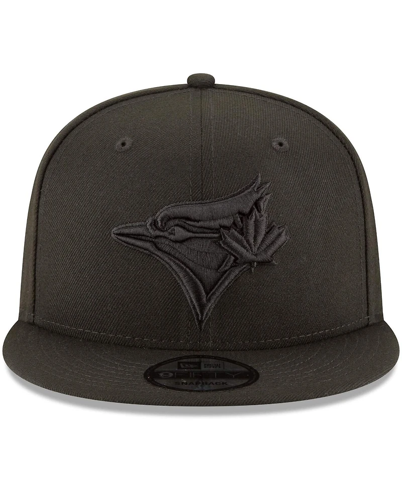Men's Toronto Blue Jays New Era Black on Black 9FIFTY Team Snapback Adjustable Hat - Black