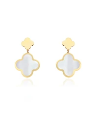 The Lovery Mother of Pearl and Gold Clover Drop Earrings 14K Gold