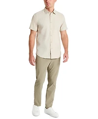 Kenneth Cole Men's Slim Fit Short-Sleeve Mixed Media Sport Shirt
