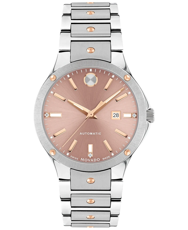 Movado Women's Swiss Automatic Se Diamond Accent Stainless Steel Bracelet Watch 33mm