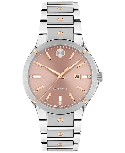 Movado Women's Swiss Automatic Se Diamond Accent Stainless Steel Bracelet Watch 33mm