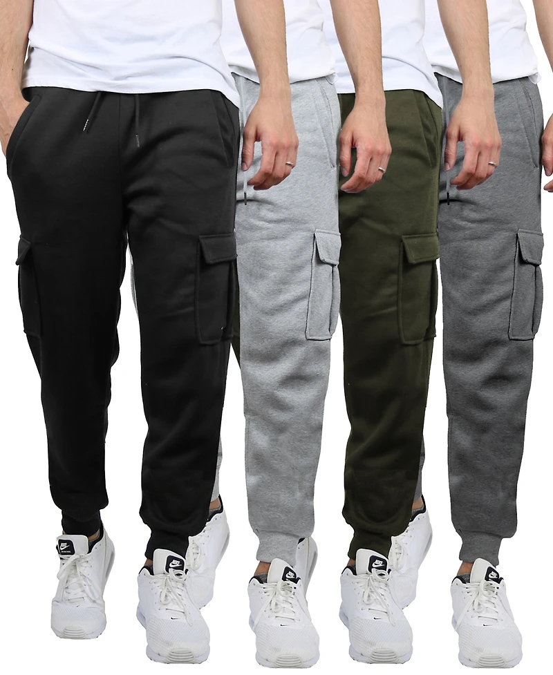 Blue Ice Men's Heavyweight Fleece-Lined Cargo Jogger Sweatpants-4PK
