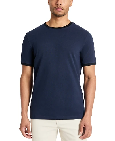 Kenneth Cole Men's Contrast-Trim Textured Short Sleeve T-Shirt