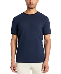 Kenneth Cole Men's Contrast-Trim Textured Short Sleeve T-Shirt