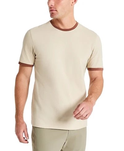 Kenneth Cole Men's Contrast-Trim Textured Short Sleeve T-Shirt