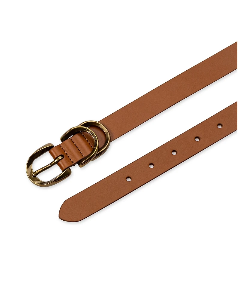 Cole Haan Women's Genuine Leather Sculptured Harness Buckle Belt
