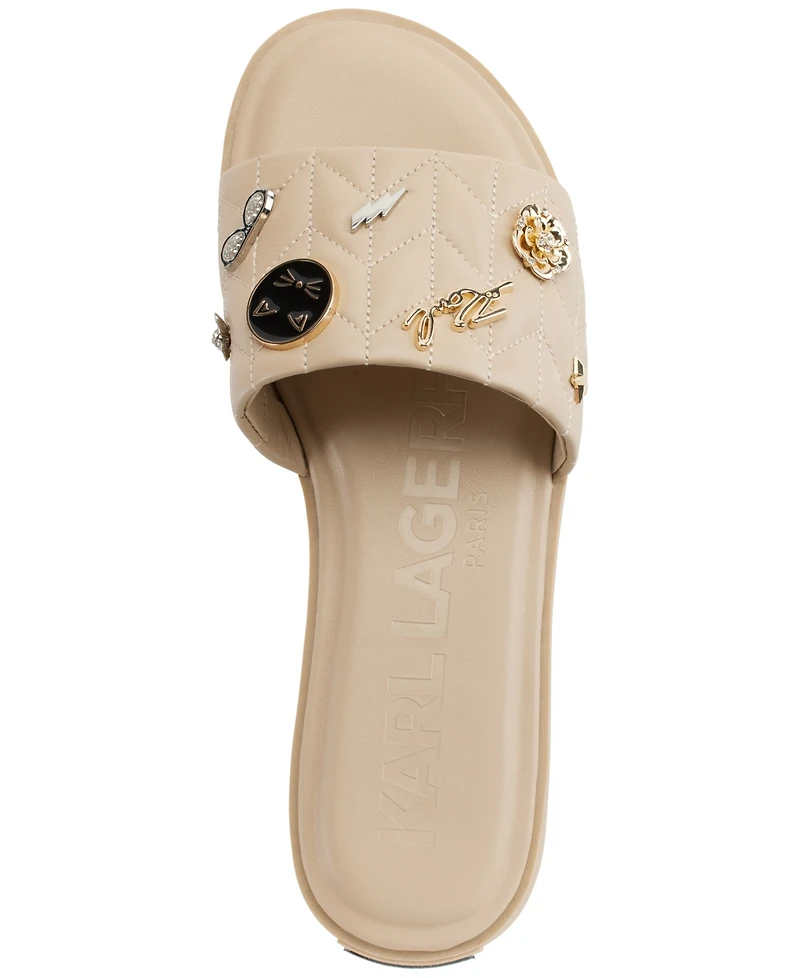 Karl Lagerfeld Paris Women's Carenza Pins Flat Slide Sandals