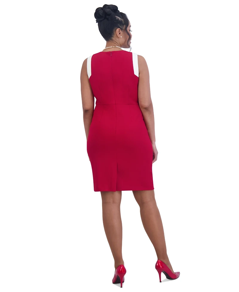 Kasper Women's Combo Sleeveless Sheath Dress
