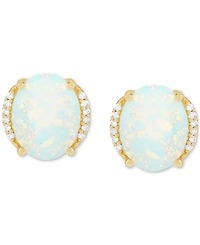 Opal (2 ct. t.w.) & Diamond Accent Stud Earrings in 14k Gold