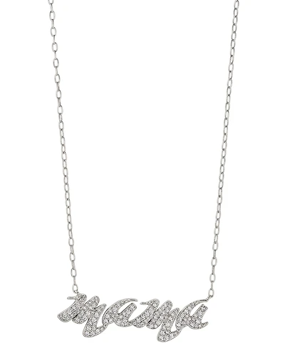 Eliot Danori Rhodium-Plated Pave Mama Pendant Necklace, 16" + 2" extender, Created for Macy's