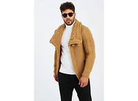 Leif Nelson Men's Knitted Turtleneck Jacket - Winter Cardigan Sweaters for Men