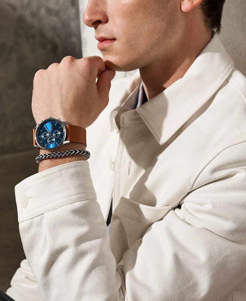 Skagen Men's Hoist Chronograph Brown Leather Watch 42mm