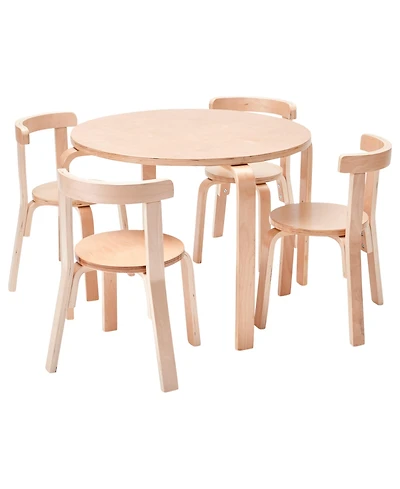 Bentwood Table and Curved Back Chair Set, Premium Kids Wooden Furniture