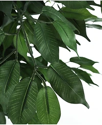 Monarch Specialties 58" Indoor Artificial Floor Ficus Tree with Black Pot