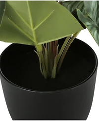 Monarch Specialties 13" Indoor Artificial Epipremnum Plants with Decorative Black Pots, Set Of 2