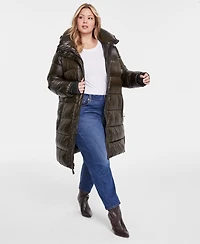 Bcbgmaxazria Plus Size Hooded Pillow-Collar Puffer Coat