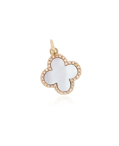 The Lovery Mother of Pearl Diamond Clover Charm 14K Gold