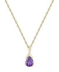 Amethyst (1-1/3 ct. t.w.) & Lab-Grown White Sapphire (1/20 Pear 18" Pendant Necklace 14k Gold (Also Available Additional Gemstones)