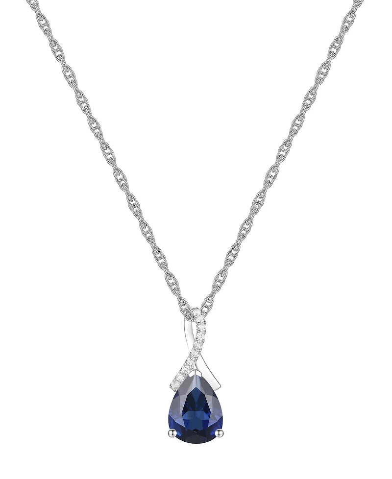 Amethyst (1-1/3 ct. t.w.) & Lab-Grown White Sapphire (1/20 ct. t.w.) Pear 18" Pendant Necklace in 14k Gold (Also Available in Additional Gemstones)