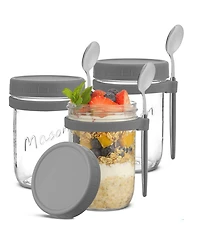 JoyJolt Dawn Overnight Oats Glass Containers, 16 Oz, Set of 3