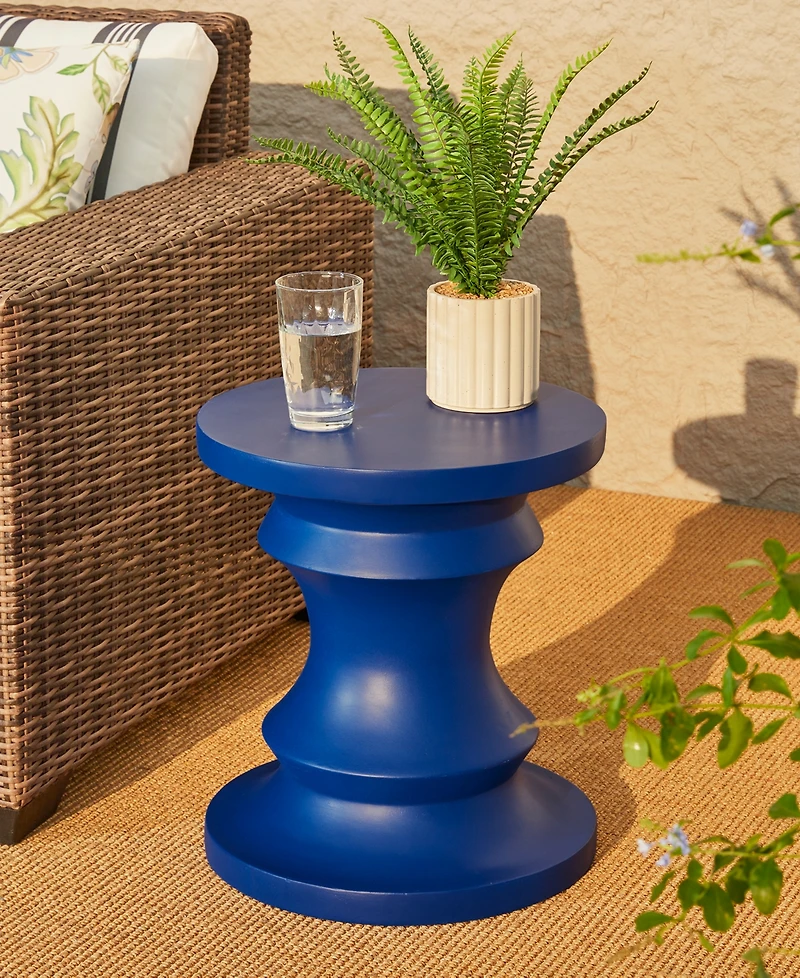 Glitzhome Multi-functional Cobalt Blue Chess Garden Stool or Planter Stand or Accent Table