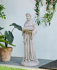 Glitzhome St. Francis Garden Statue with Birdfeeder