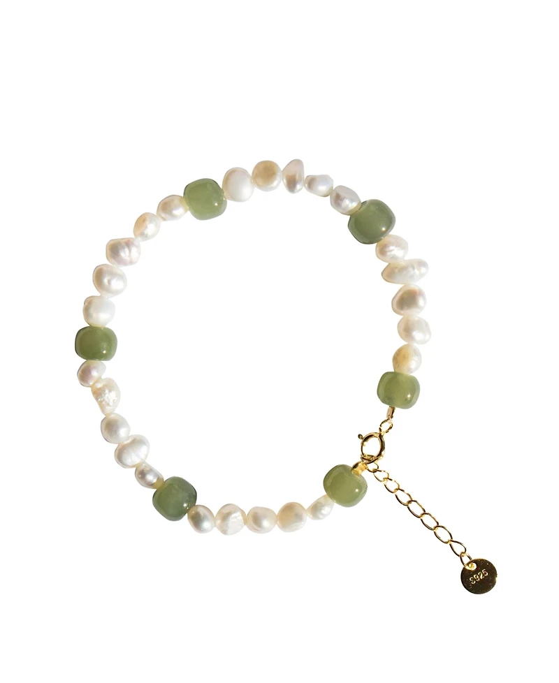 seree Isabelle — Pearl and green jade bracelet