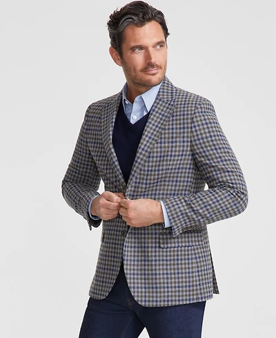 Nautica Men's Modern-Fit Gray Check Tweed Sport Coat