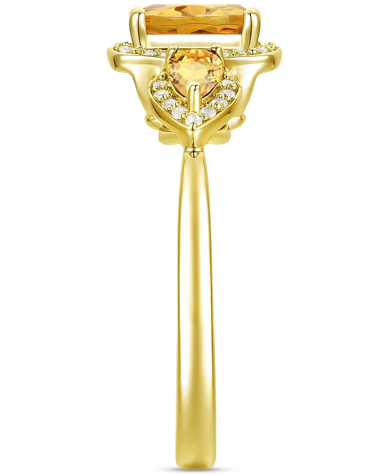 Amethyst (1-1/20 ct. t.w.) & Lab-Grown White Sapphire (1/6 Three Stone Halo Ring 14k Gold-Plated Sterling Silver (Also Additional Gems