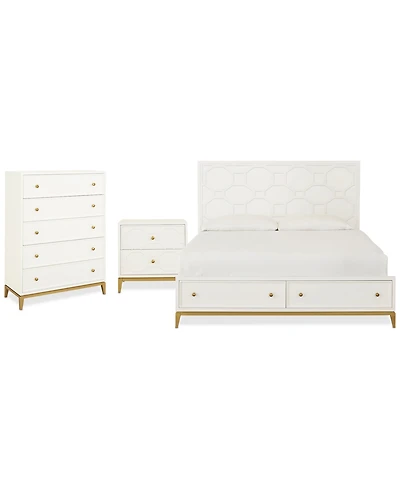 Chelsea 3-Pc. Bedroom Set (King Storage Bed, Chest & Nightstand)