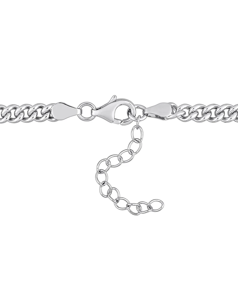 Lab-Grown Emerald Curb Link Collar Necklace (7/8 ct. t.w.) in Sterling Silver