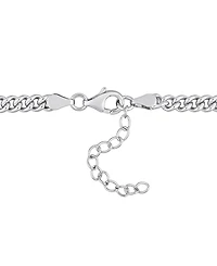 Lab-Grown Emerald Curb Link Collar Necklace (7/8 ct. t.w.) in Sterling Silver