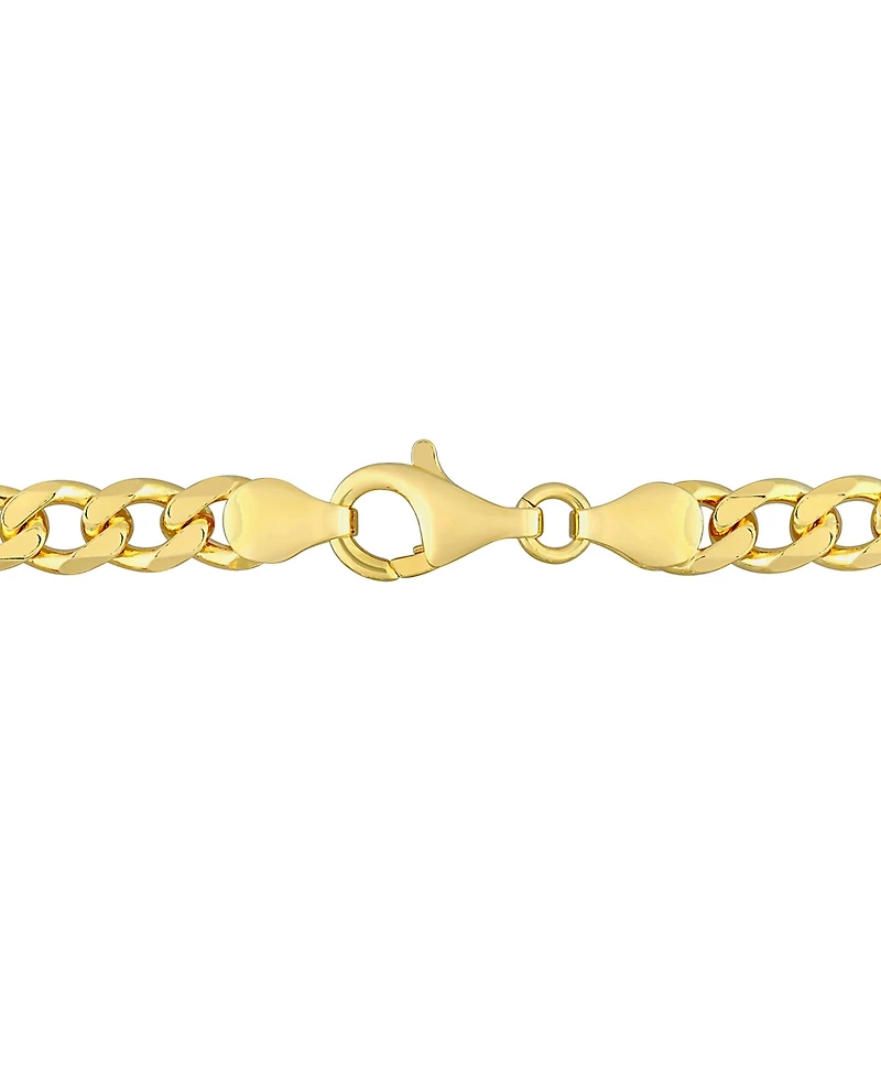 Lab-Grown Emerald Five Stone Figaro Link Bracelet (2-1/4 ct. t.w.) in Yellow-Plated Sterling Silver