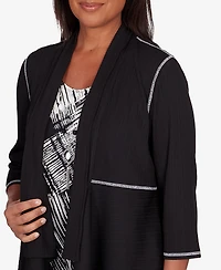 Alfred Dunner Women's Opposites Attract Ribbed Two In One Crew Neck Top