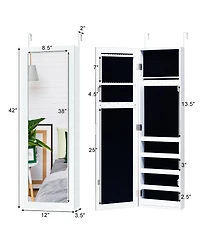Sugift Door and Wall Mounted Armoire Jewelry Cabinet with Full-Length Mirror