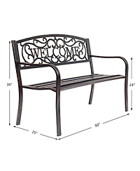 Sugift Garden Bench with Elegant Bronze Finish and Durable Metal Frame