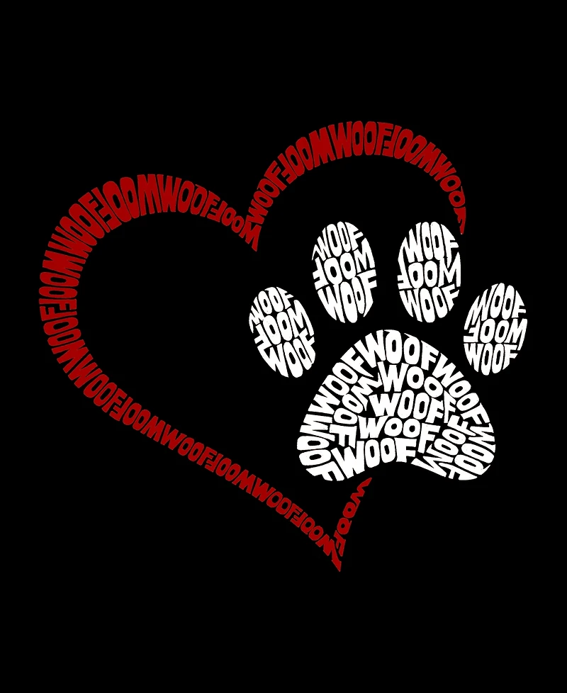 La Pop Art Women's Word Paw Heart Hooded Sweatshirt