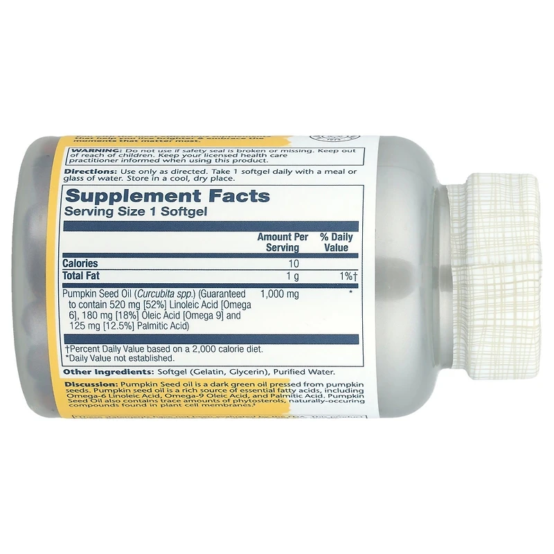 Solaray Pumpkin Seed Oil 1 000 mg - 90 Softgels